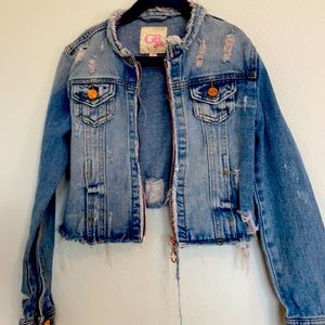 Girls distress GB Girls denim jacket- size small